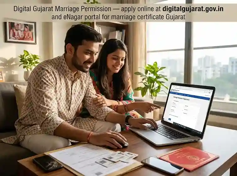 Digital Gujarat Marriage Permission  |  apply online at digitalgujarat.gov.in and eNagar portal for marriage certificate Gujarat