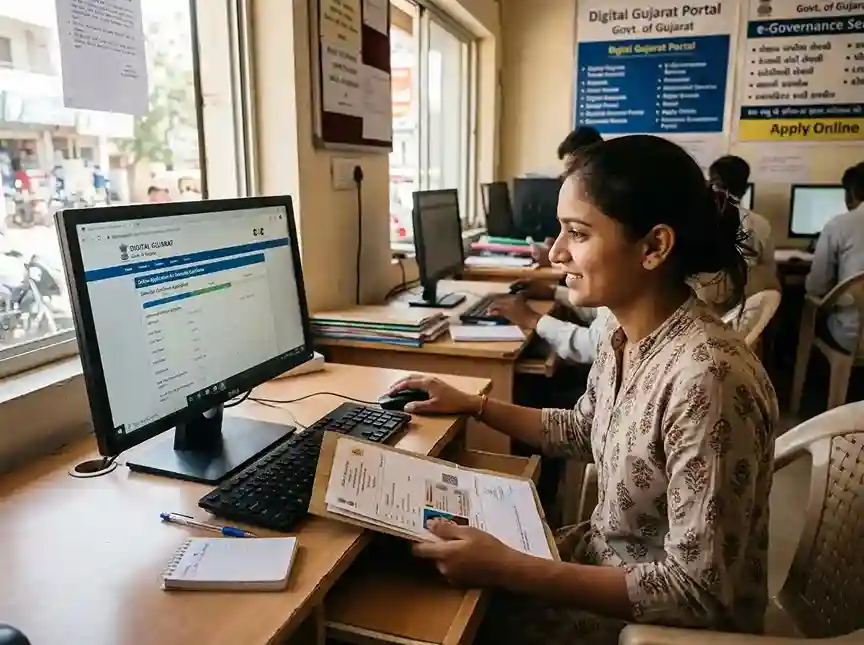 Citizens applying for domicile certificate online in Gujarat through Digital Gujarat portal