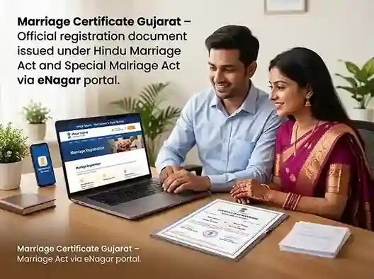Marriage Certificate Gujarat – Official registration document issued under Hindu Marriage Act and Special Marriage Act via eNagar portal