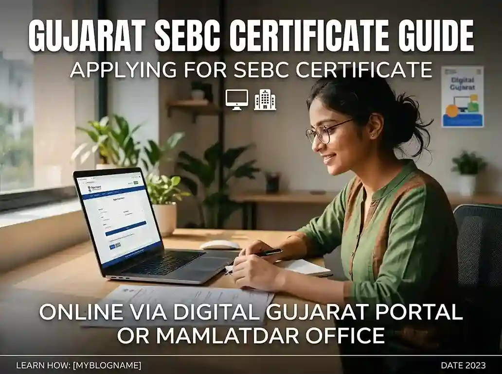 Citizen applying for SEBC certificate Gujarat at Mamlatdar office or online via Digital Gujarat portal